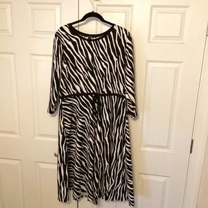 Zebra Print Dress Size 2X Black and White Plus Size